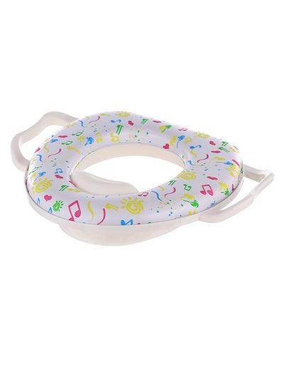 Buy Baby Potty Seat With Handle Printed Shapes For Unisex-White in Egypt