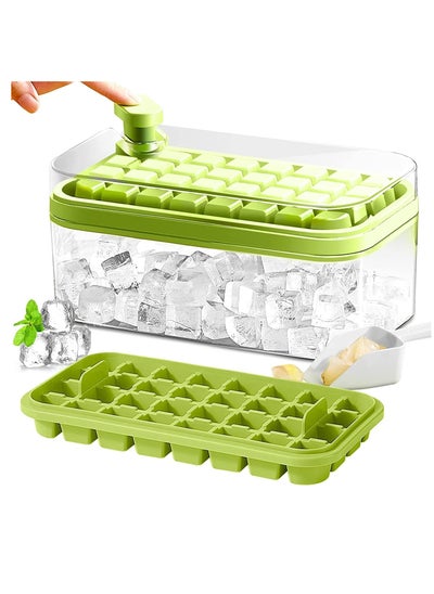 Buy Ice Cube Tray with Lid and Bin, 2 Pack for Freezer, One Button Press 64 Pcs Ice Cube Mold in Saudi Arabia