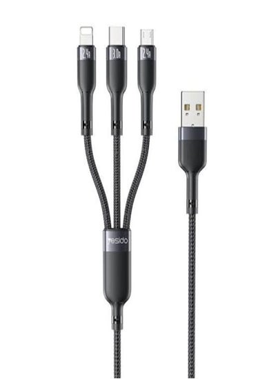 اشتري Yesido CA91 3 in 1 USB Cable, Black في مصر