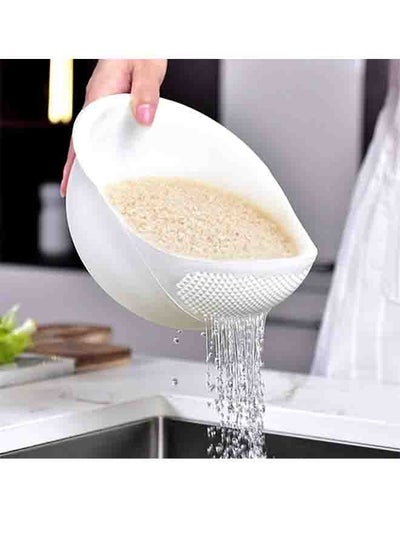 Buy Rice Washing Strainer Rice Pot Drain Basket for Kitchen Rice Washing Pot Organizer Fruit and Vegetable Drain White in Saudi Arabia