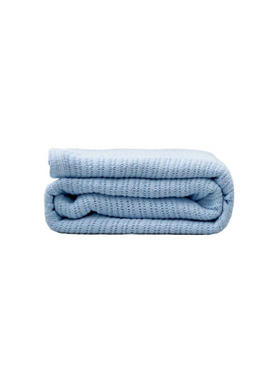 Buy Premium Organic Cotton Hypoallergenic Soft Warm and Cozy Breathable Thermal Blanket 180 X 240 for All Seasons Blue in UAE