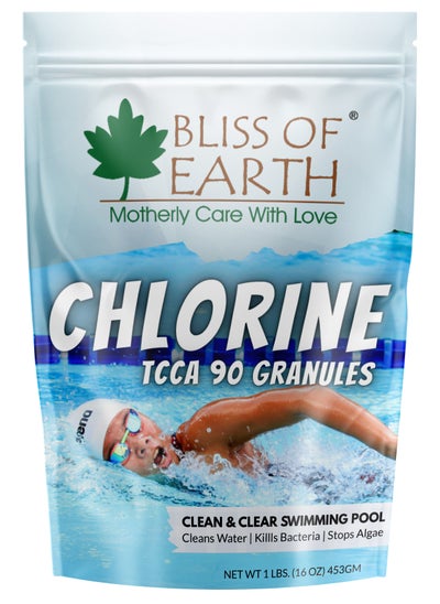 Buy Bliss of Earth Japanese Chlorine Powder for Pool, Clean & Clear Swimming Pool, Kills Bacteria & Stops Algae, Pool Disinfectant Granular Chlorine, 453g in UAE