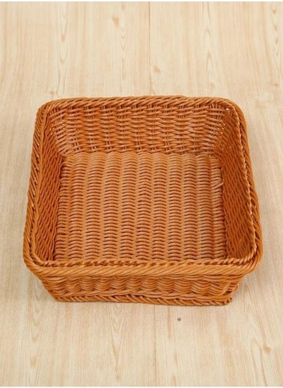 Buy Handmade Bamboo Rattan Rectangular Fruit Basket Food Storage Bowls Kitchen Organizer in UAE