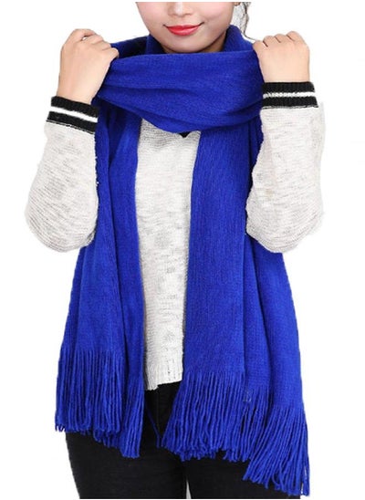 Buy Wander Agio Women's Warm Long Scarves Winter Scarfs Pure Color Scarf Tassel White in UAE