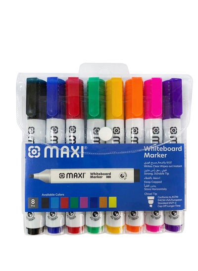 Buy Maxi - White Board Marker Chisel Tip Set - 8 Colours in UAE