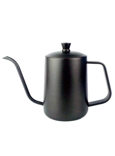 اشتري Drip V60 Pour Over Kettle Goose neck Long Narrow Spout With Lid Coffee Tea Hand Drip Gooseneck Tea Pot 600Ml Black في السعودية