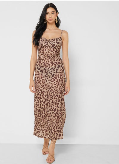 Buy Strappy Leopard Print Slip Dress in UAE