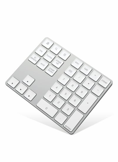 Buy Slim Rechargeable Bluetooth Numeric Keypad - 34 Keys Wireless External Numpad for Easy Data Entry (Silver) in UAE