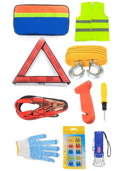 Buy 10-Pieces Car Emergency Road Side Kits for Use Roadside Breakdowns Emergencies kml-yj0004 in Saudi Arabia