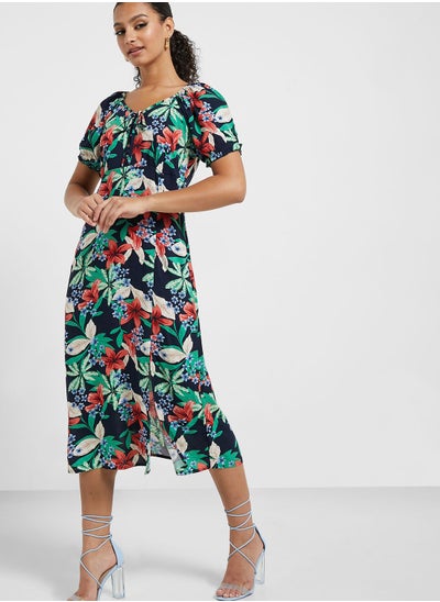 Buy Puff Sleeve Floral Dress in UAE