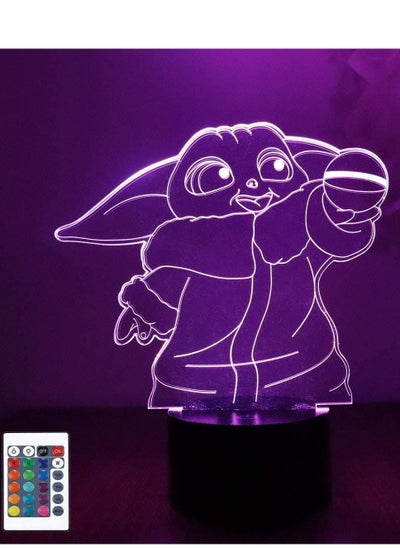 Buy 16 Colors 3D Multicolor Night Light 3D Hologram Effect LED Illusion Table Lamp Remote Control  Bedside Desk Decor Lamp  Christmas Halloween Birthday Gift for Children Kids Baby Yoda in UAE