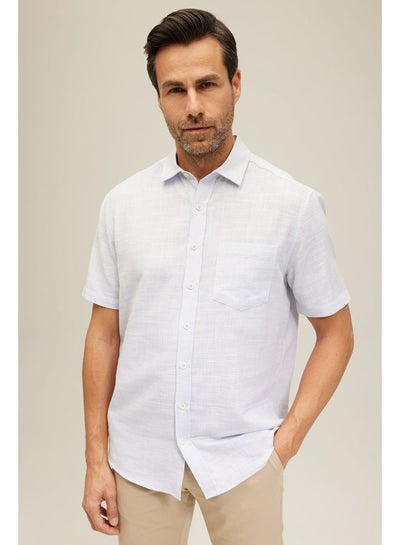 Buy Man Regular Fit Shirt Neck Woven Short Sleeve Shirt in Egypt