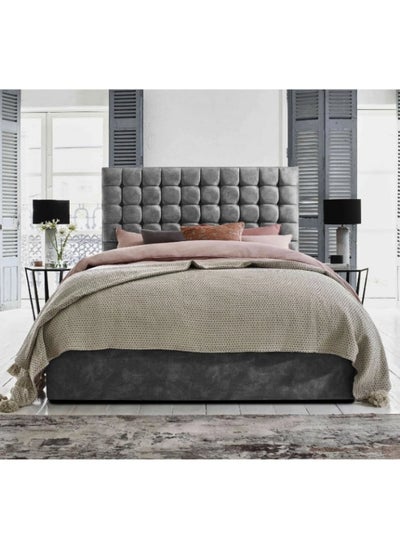 Buy Cascade Cloud Tufted Upholstered Queen Size ( 160 X 200 ) Grey Color Bed in UAE