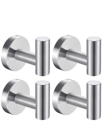 اشتري Wall Towel Hooks Coat Hook Bathroom Robe 304 Stainless Steel Heavy Duty Door Hanger Towel Robe Clothes Cabinet Closet Sponges Hook Bathroom Bedroom Kitchen Hotel Pool 4 Packs (Silver) في السعودية