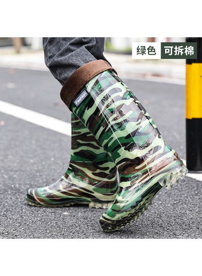 Buy Fashionable Mens Tall Rain Boots Warm Lined Slip-Resistant118 High tube-camouflage Cotton 118 High tube-camouflage Cotton in Saudi Arabia