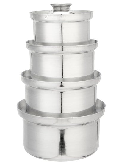 Buy Aluminum Pots Set Consisting of 4 Pots Egyptian Industry Size 15cm/17cm/19cm/21cm in Saudi Arabia