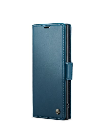 Buy Flip Wallet Case For Samsung Galaxy Note 10Plus [RFID Blocking] PU Leather Wallet Flip Folio Case with Card Holder Kickstand Shockproof Phone Cover (Blue) in Egypt