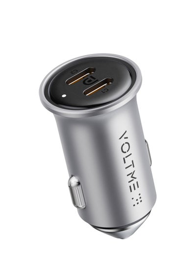 Buy Fast Car Charger Mini PD 30W Dual Port USB C Car Charger, V-Dynamic technology Alloy Car Adapter for iPhone 15 Pro Max/14/13/12/11, iPad Pro/Air 2/mini, Galaxy Oneplus 11 Pro, Huawei, Xiaomi-Silver in UAE