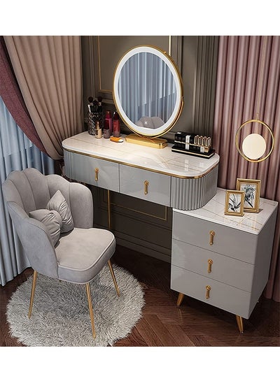 Buy Makeup Vanity Table Dressing Table Flip Mirror With Drawers And Chair 100 CM in UAE