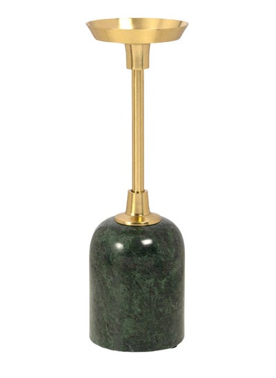 Buy Mett Pillar Candle Holder, Green & Gold- 10x33.5 cm in UAE