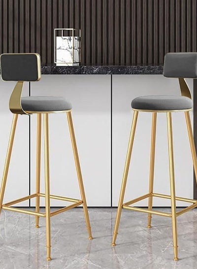 Buy Bar Stool Bar Chair Set of 2 High Stool Chair Modern Office Chair Kitchen Dining Chair with Backs Upholstered Counter Height Stools Bar Chairs for Kitchen, Pub, Breakfast Stool in UAE