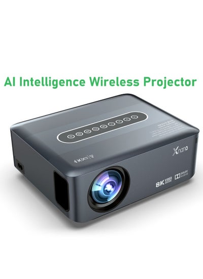 اشتري Portable Smart Projector 1080P Ultra Full HD 8K AI Intelligence Wireless Bluetooth Projector 12000 Lumens Dual Band WiFi Grey في السعودية