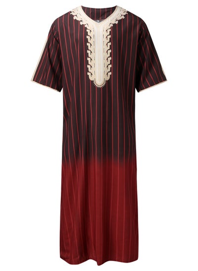 اشتري Model 2023 Loose V-Neck Short Sleeve Printed Men's Robe في السعودية