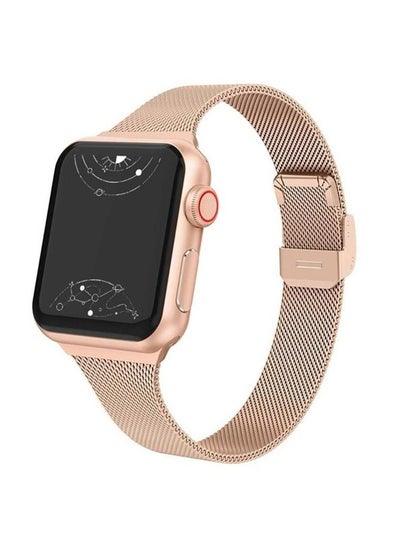 Buy Slim Milanese Straps For Apple Watch 38mm 40mm 41mm 42mm, Stainless Steel Replacement Band for iWatch Series 10 9 8 7 6 5 4 3 2 1 SE Women- Rose Gold in UAE