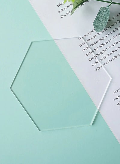 Buy Acrylic Coaster Transparent Hexagon - 4 Pieces in Egypt