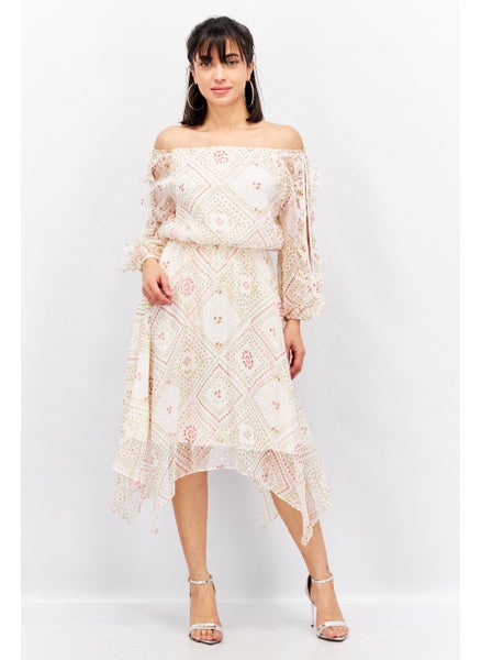 اشتري Women Floral Midi Dress, Off White Combo في الامارات