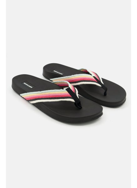 اشتري Women  Rainbow Webbing Slip On Slippers, Black Combo في السعودية