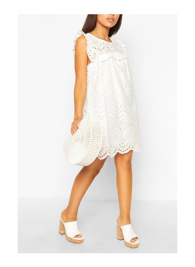 Buy Petite Frill Detail Broderie Smock Dress in UAE