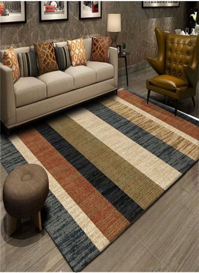 Buy Warm Luxurious Modern Printed Rectangular Anti-Slip Carpet Multicolour 140x200cm in UAE