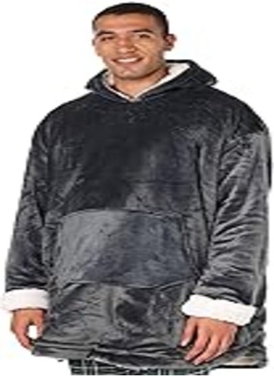 Buy Mintra Oversized Microfiber large size Wearable Blanket with Sherpa Dark Grey in Egypt