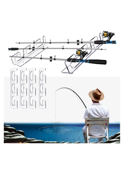 اشتري Fishing Rod Holder 4 Pcs Azonee Transparent Fishing Pole Wall or Ceiling Storage Rack Holder Wall Mount for Garage for Ceiling or Wall-Ultra Strong Weatherproof Indoor and Outdoor Use Holds 6 Rods في السعودية