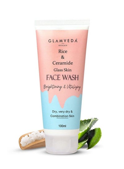 اشتري Rice & Ceramide Korean Glass Skin Face Wash; For Dry Sensitive & Combination Skin Types; Improves Skin Barrier; No Paraben Sls; 100Ml في السعودية