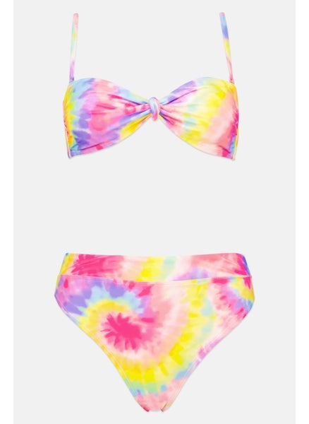 Buy Women Tie Dye Padded Top and Bottom Bikini Set, Pink Combo in UAE