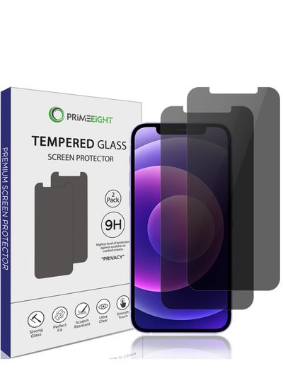 Buy PRIMEEIGHT iPhone 12 Pro Max Privacy Screen Protector 6.7 Inch Display - Ultra Thin 9H Hardness Tempered Glass iPhone 12 Pro Max Pack of 2 - Easy to Install HD Privacy Screen. in Saudi Arabia