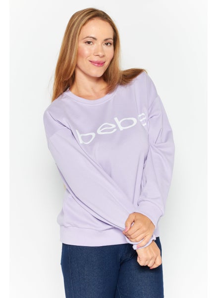 Buy Women Round Neck Brand Logo Sweatshirt, Lavender in UAE