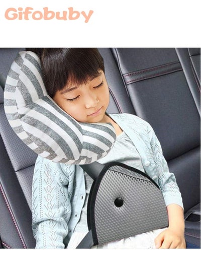 Buy Gifobuby--Car Seat Travel Pillow Neck Support Cushion Pad and Seatbelt Adjuster for Kids, Safety Belt Strap Covers Sleeping Pillow (2 PCS) in UAE