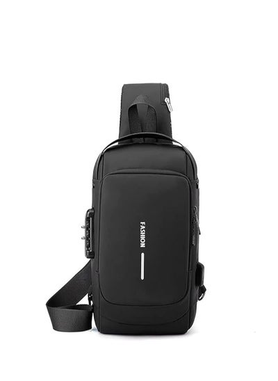 Buy Crossbody Sling Bag Shoulder Backpack, Anti-theft Chest Waterproof Bag One Strap Sling Bags with USB Charging Port for Hiking Cycling Travelling Outdoor.  ( Black ) in UAE