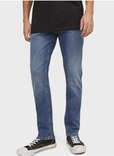 Buy Jjiglenn Jjorignial Slim Fit Mid Wash Jeans in Saudi Arabia