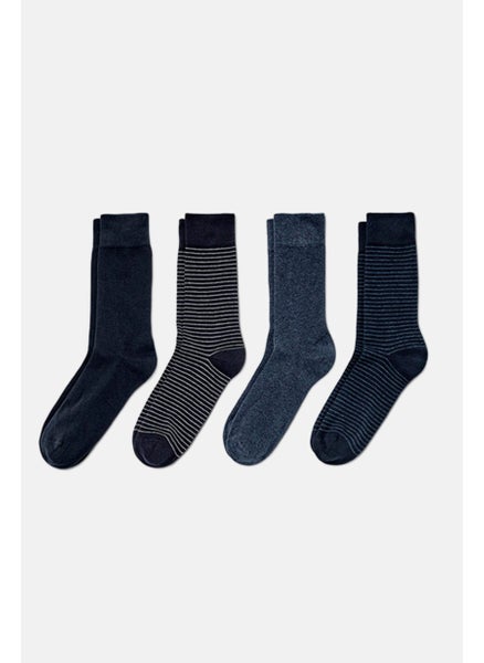 اشتري Men 4 Pair Stripe Socks, Navy Blue في الامارات