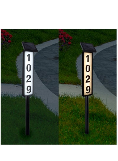 اشتري Solar Lighted House Address Numbers Sign Solar Powered House Numbers Light LED Illuminated Outdoor Address Plaque for Home Yard Garden House في السعودية