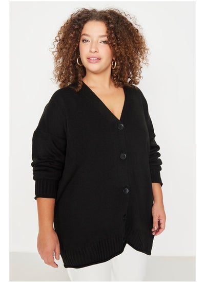 Buy Black Button Detailed Knitwear Cardigan in Egypt