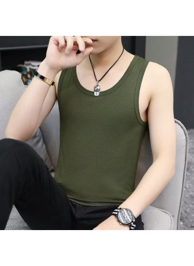 اشتري Vest mens sports underwear summer ice silk loose sleeveless T-shirt 2023 new waistcoat sports bottoming undershirt menVest Army Green Vest Army Green في الامارات