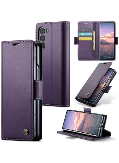 Buy Flip Wallet Case For Samsung Galaxy Z Fold 6 5G [RFID Blocking] PU Leather Wallet Flip Folio Case with Card Holder Kickstand Shockproof Phone Cover (Purple) in Egypt