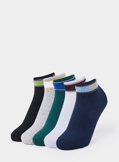 Buy Pack of 5 - Slogan Pattern Ankle Length Socks in Saudi Arabia
