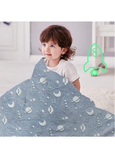 Buy Kids Glow in The Dark Blanket Soft Throw All Seasons for Couch Sofa Bed 150 x 120cm in UAE