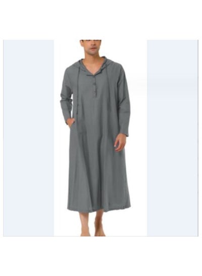 Buy Simple Long Men's Hooded Shirt Robe Man in Saudi Arabia